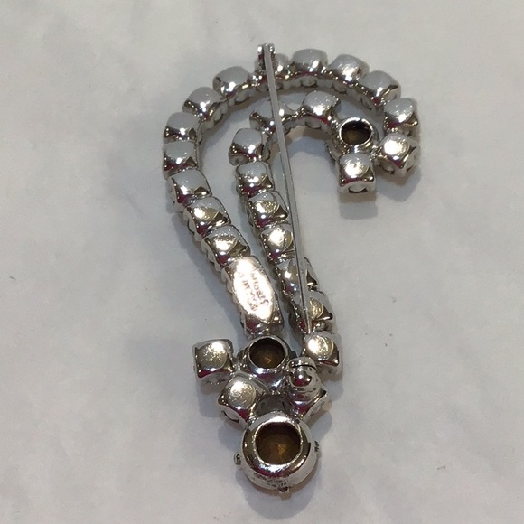 .925 Sterling Question Mark brooch & sparkly stones - Picture 2 of 5